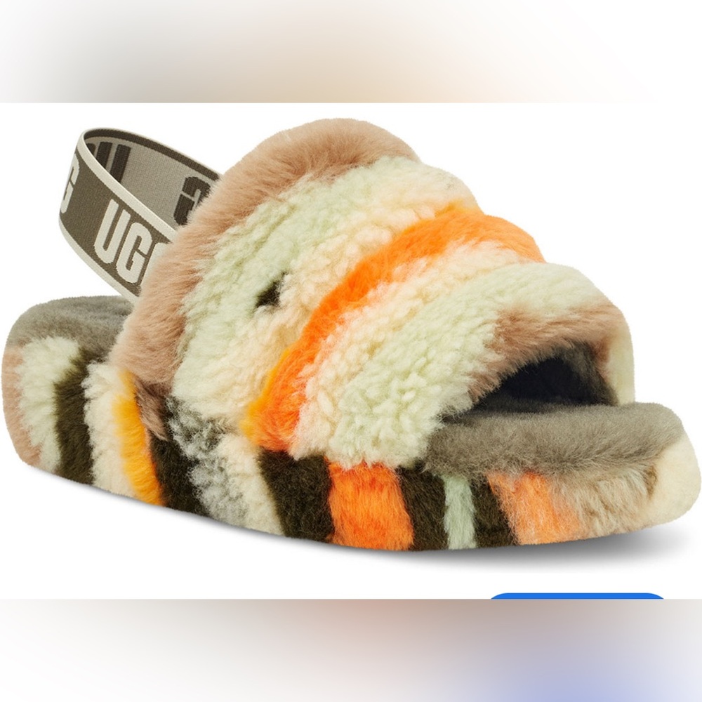 UGG Fluff Yeah Slide Cali Collage
Sheepskin Sandals Womens Sz 10
Elastic Strap